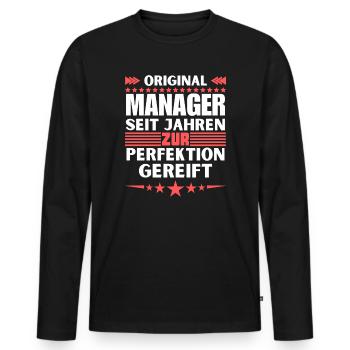 Des managers mûris à la perfection - T-shirt manches longues Premium bio Homme - noir - Devant - Nico (187cm)