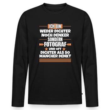 Weder Dichter noch Denker, sondern Fotograf - Männer Premium Bio Langarmshirt - Schwarz - Vorne - Nico (187cm)