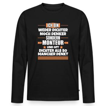 Ni poète ni penseur, mais un ajusteur - T-shirt manches longues Premium bio Homme - noir - Devant - Nico (187cm)