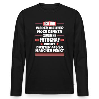 Weder Dichter noch Denker, sondern Fotograf - Männer Premium Bio Langarmshirt - Schwarz - Vorne - Nico (187cm)