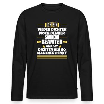 Ni poète ni penseur, mais fonctionnaire - T-shirt manches longues Premium bio Homme - noir - Devant - Nico (187cm)
