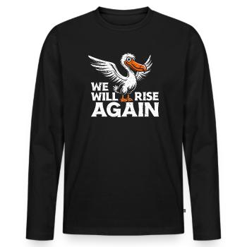 Dodo Bird Design - We Will Rise Again - Men's Premium Organic Long Sleeve Shirt - black - Front - Nico (187cm)