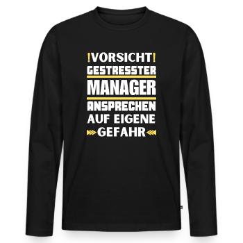 Ne parlez pas à un manager stressé ! - T-shirt manches longues Premium bio Homme - noir - Devant - Nico (187cm)