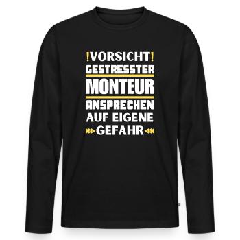 Ne parlez pas à un installateur stressé ! - T-shirt manches longues Premium bio Homme - noir - Devant - Nico (187cm)
