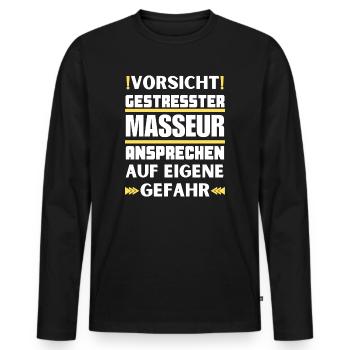 Ne parlez pas à un masseur stressé ! - T-shirt manches longues Premium bio Homme - noir - Devant - Nico (187cm)