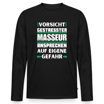 Ne parlez pas à un masseur stressé ! - T-shirt manches longues Premium bio Homme - noir - Devant - Nico (187cm)