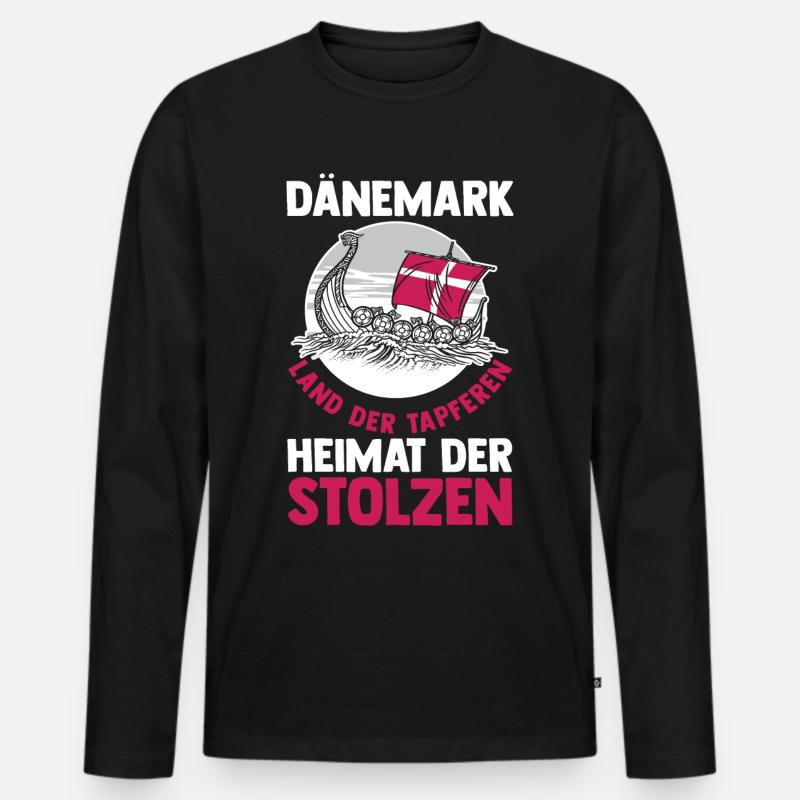 Dänen Dänisch Dänemark - Männer Premium Bio Langarmshirt - Schwarz