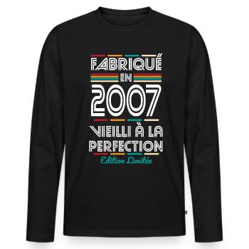 18th Birthday - Made in 2007 - Men's Premium Organic Long Sleeve Shirt - black - Front - Nico (187cm)