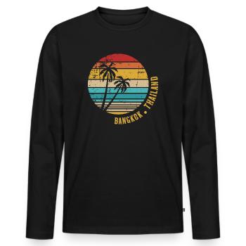 Bangkok - Men's Premium Organic Long Sleeve Shirt - black - Front - Nico (187cm)