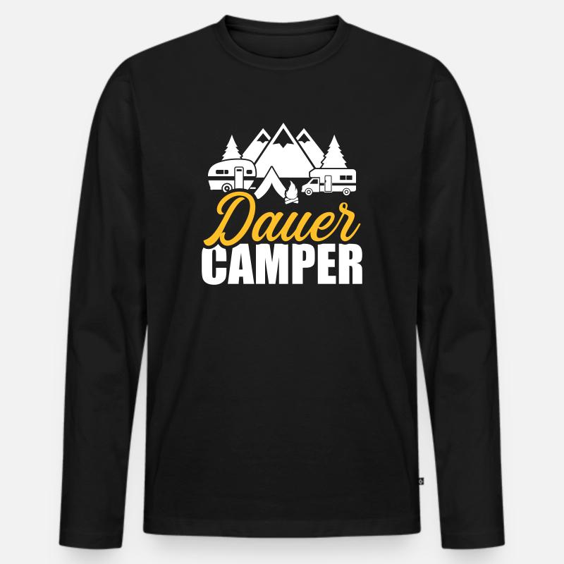 Camping - Männer Premium Bio Langarmshirt - Schwarz
