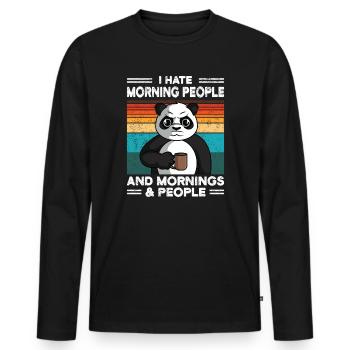 Panda Bear Je déteste les gens du matin cadeau drôle - T-shirt manches longues Premium bio Homme - noir - Devant - Nico (187cm)