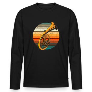 retro Tenorhorn Volksmusik Geschenk - Männer Premium Bio Langarmshirt - Schwarz - Vorne - Nico (187cm)