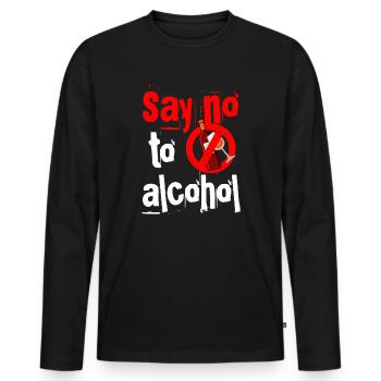 Sensibilisation à la sobriété anti-alcool - T-shirt manches longues Premium bio Homme - noir - Devant - Nico (187cm)