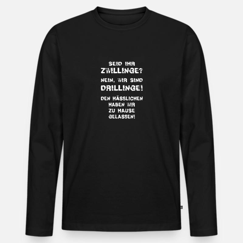 Lustig Zwillinge Drillinge Geschenkidee - Männer Premium Bio Langarmshirt - Schwarz