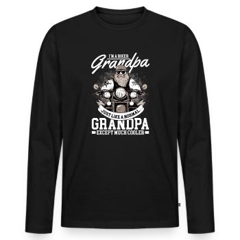 Motorcycle Grandpa Grandfather Biker Motocross Outfit - Men's Premium Organic Long Sleeve Shirt - black - Front - Nico (187cm)