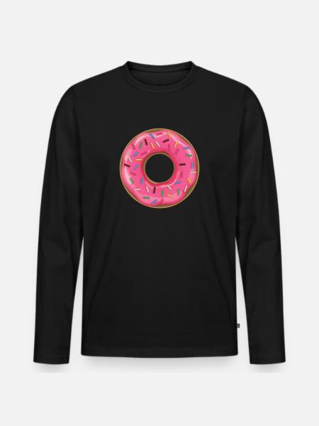 Tshirt DONUT idée cadeau humour - T-shirt manches longues Premium bio Homme - noir