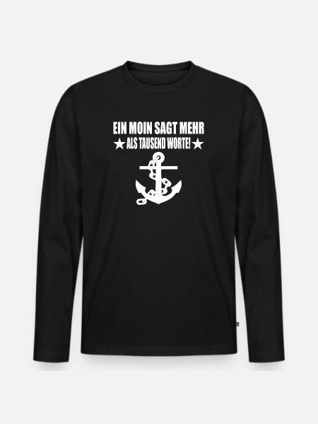 Moin - Männer Premium Bio Langarmshirt - Schwarz