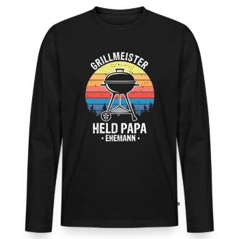 Papa Grillmeister - Männer Premium Bio Langarmshirt - Schwarz - Vorne - Nico (187cm)