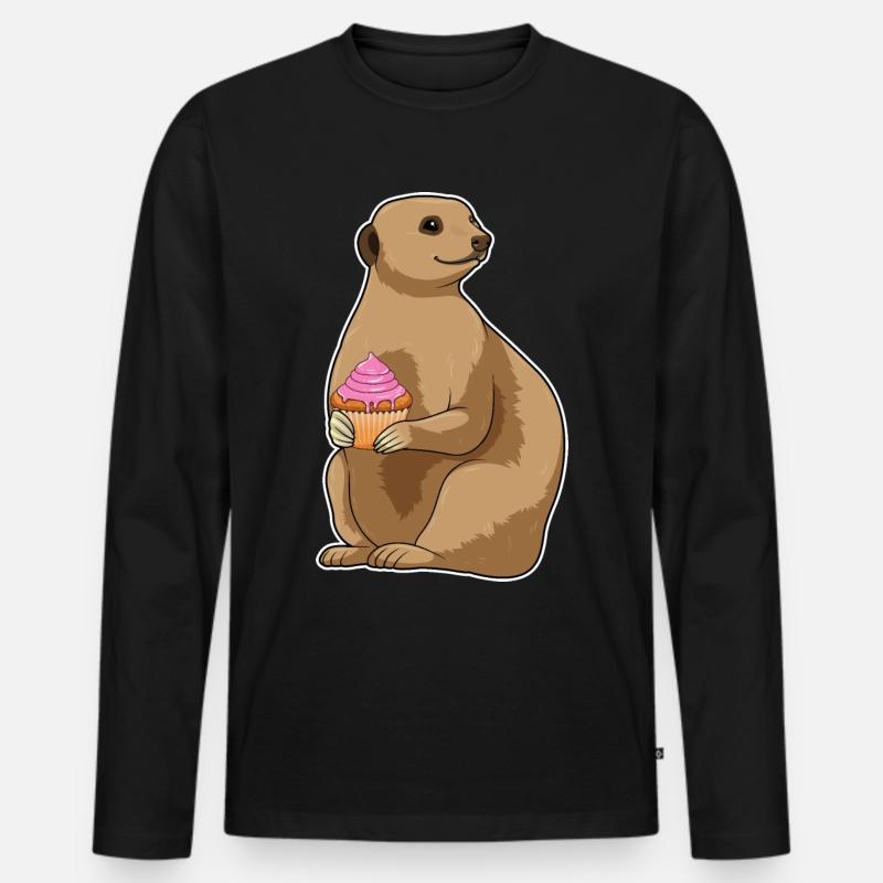Erdmännchen Muffin - Männer Premium Bio Langarmshirt - Schwarz