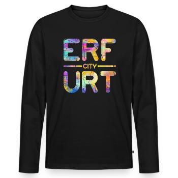 Erfurt City - Männer Premium Bio Langarmshirt - Schwarz - Vorne - Nico (187cm)