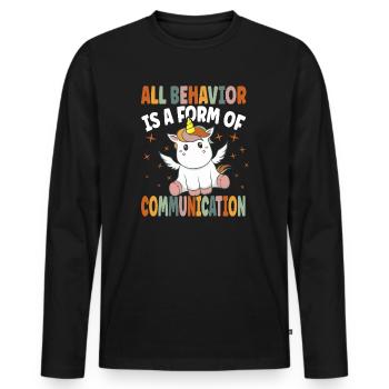 Tout comportement est une forme de communication - T-shirt manches longues Premium bio Homme - noir - Devant - Nico (187cm)