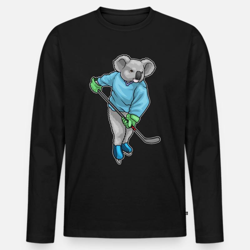 Koala Eishockey Eishockeyschläger - Männer Premium Bio Langarmshirt - Schwarz