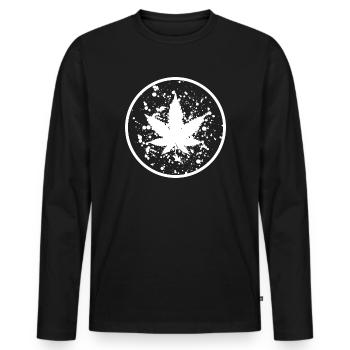 Feuille de cannabis Taches de peinture en cercle - T-shirt manches longues Premium bio Homme - noir - Devant - Nico (187cm)