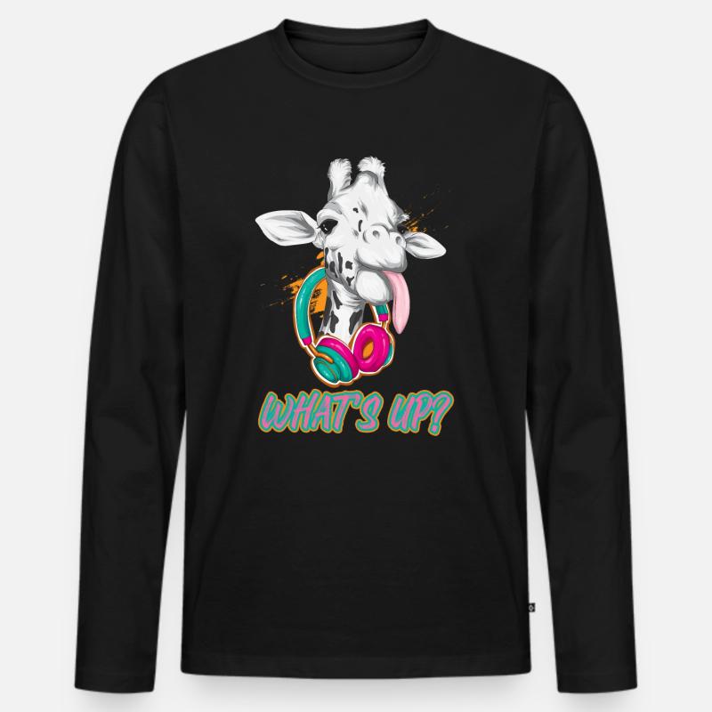 Giraffe - Männer Premium Bio Langarmshirt - Schwarz