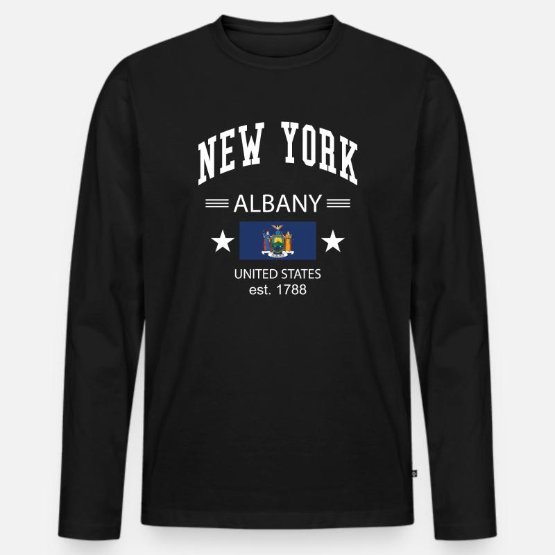 New York - Männer Premium Bio Langarmshirt - Schwarz