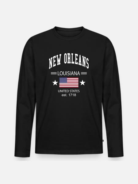 New Orleans - Männer Premium Bio Langarmshirt - Schwarz
