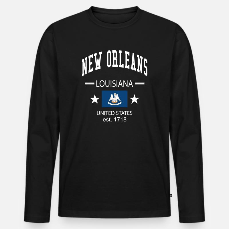 New Orleans - Männer Premium Bio Langarmshirt - Schwarz