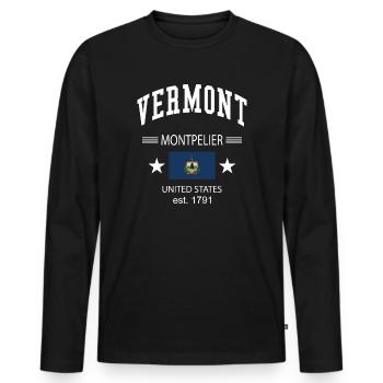 Vermont - T-shirt manches longues Premium bio Homme - noir - Devant - Nico (187cm)