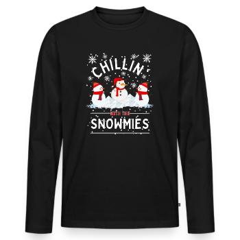 « Chillin With The Snowmmies » Bonhomme de neige d’hiver - T-shirt manches longues Premium bio Homme - noir - Devant - Nico (187cm)