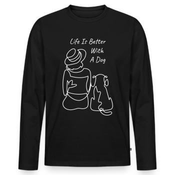 DOGS DOGS LOVE PET DOG LOVE WAU MOTIF - Men's Premium Organic Long Sleeve Shirt - black - Front - Nico (187cm)