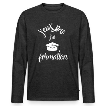 J Peux Pas j ai formation - T-shirt manches longues Premium bio Homme - anthracite chiné - Devant - Nico (187cm)