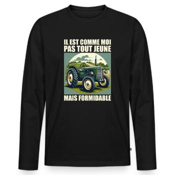 il est comme moi pas tout jeune mais formidable - T-shirt manches longues Premium bio Homme - noir - Devant - Nico (187cm)