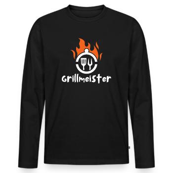 Grillmeister - Männer Premium Bio Langarmshirt - Schwarz - Vorne - Nico (187cm)