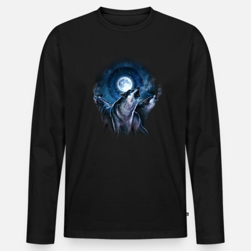 Rahmenlos JL Wolf - Design Geschenk - Männer Premium Bio Langarmshirt - Schwarz