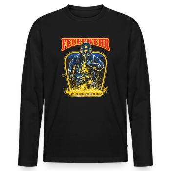 FWD - Feuerwehr - echte Männer die durchs Feuer - Männer Premium Bio Langarmshirt - Schwarz - Vorne - Nico (187cm)