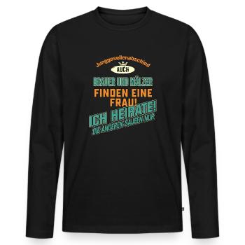JGA BRAEUTIGAM - Brauer und Mälzer - petrol strong - Männer Premium Bio Langarmshirt - Schwarz - Vorne - Nico (187cm)