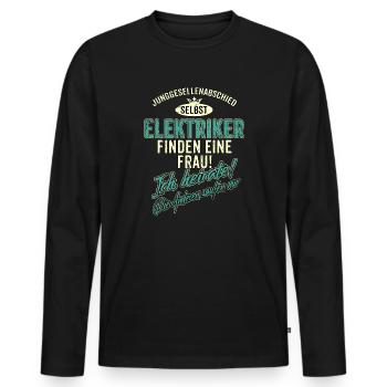 JGA BRAEUTIGAM - Elektriker - finden eine Frau - - Männer Premium Bio Langarmshirt - Schwarz - Vorne - Nico (187cm)