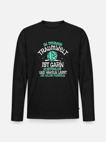 Häkeln Häkler Traumwelt Häkelnadel Geschenk - Männer Premium Bio Langarmshirt - Schwarz