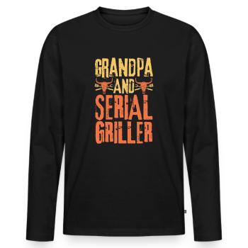 Opa und Seriengriller - Männer Premium Bio Langarmshirt - Schwarz - Vorne - Nico (187cm)
