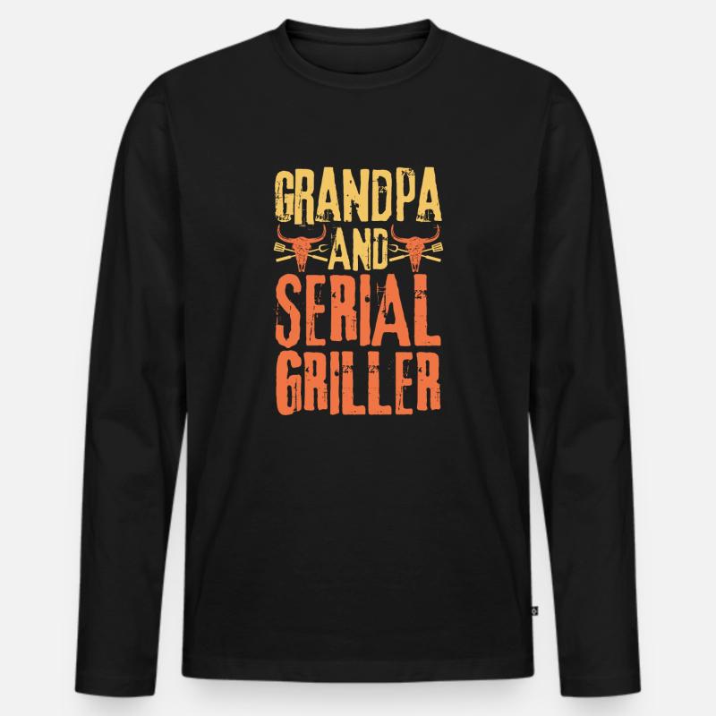 Opa und Seriengriller - Männer Premium Bio Langarmshirt - Schwarz