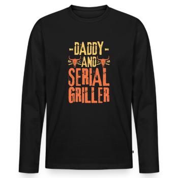 Vater und Seriengriller - Männer Premium Bio Langarmshirt - Schwarz - Vorne - Nico (187cm)