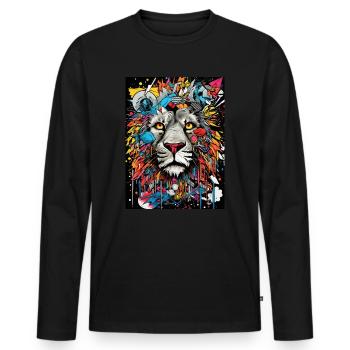 Royal Majesty: Imposing Lion Pride - Men's Premium Organic Long Sleeve Shirt - black - Front - Nico (187cm)