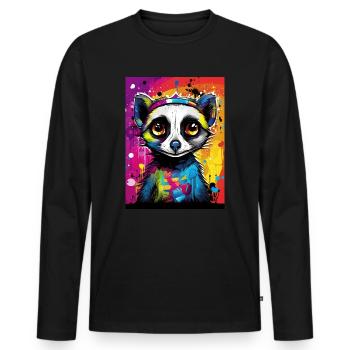 [MB] Verliebtes Erdmännchen: Farbenfrohe Zuneigung - Männer Premium Bio Langarmshirt - Schwarz - Vorne - Nico (187cm)