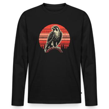 Fauconnerie Vintage rétro - Idées cadeaux volantes - T-shirt manches longues Premium bio Homme - noir - Devant - Nico (187cm)