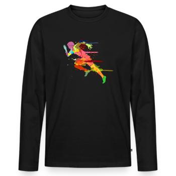 Sprinter Sprint Läufer Laufen Joggen Sport - Männer Premium Bio Langarmshirt - Schwarz - Vorne - Nico (187cm)