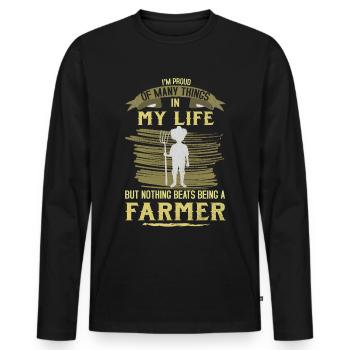 Agriculteur agriculteur tracteur agricole cadeau - T-shirt manches longues Premium bio Homme - noir - Devant - Nico (187cm)